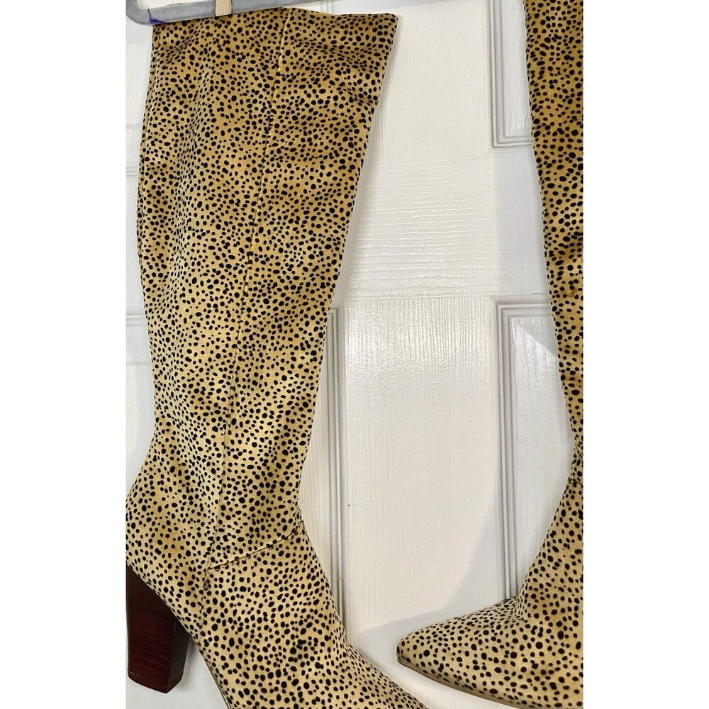 Crown & Ivy Cheetah Print Knee-High Boots | Pointed Toe Block Heel | Size 6 - Picture 11 of 16